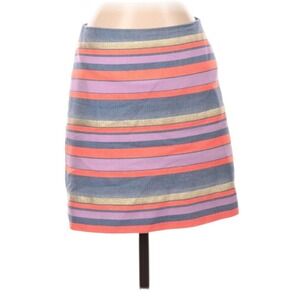 J.Crew‎ Metallic Striped Mini Skirt Blue Orange Purple Gold A-Line Size 6